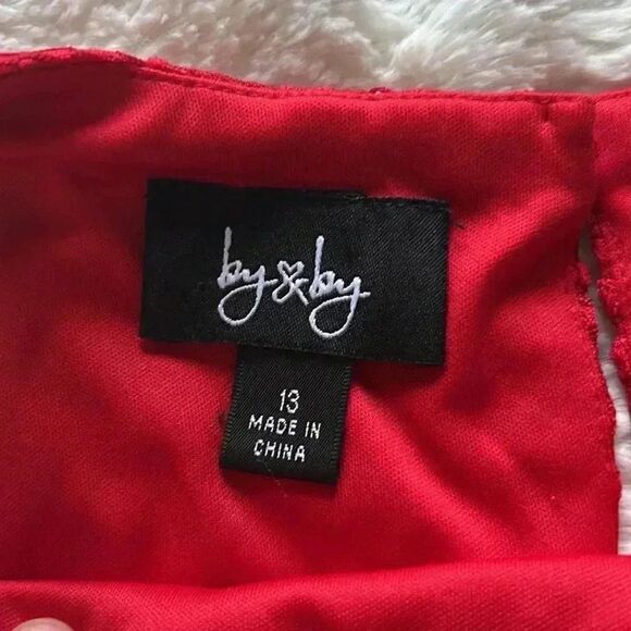By&By Sleeveless Bodycon Red Floral Lace Mini Dress Juniors Sz.13 - Picture 5 of 7